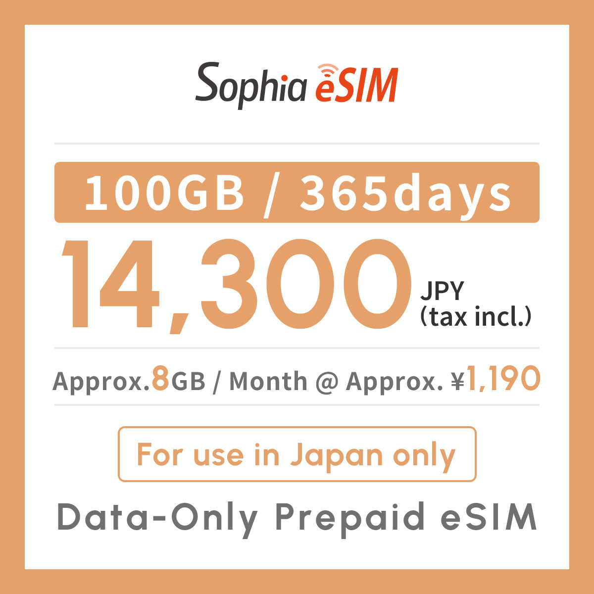 Japan Data eSIM　100GB／365days