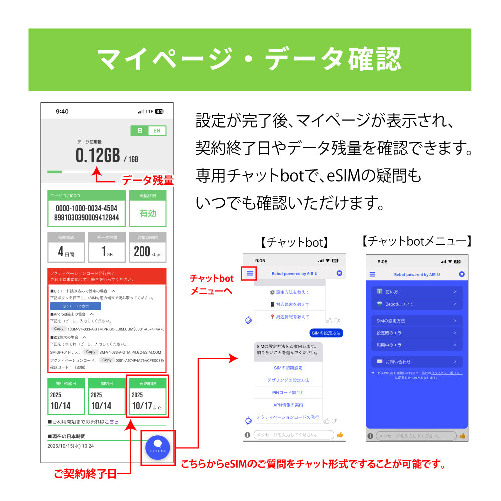 日本国内専用 データeSIM　100GB／365日間