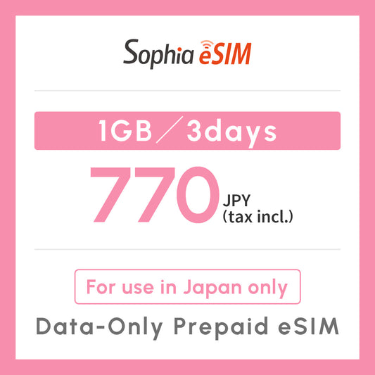 Japan Data eSIM　1GB／3days