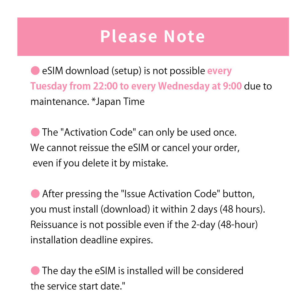 Japan Data eSIM　1GB／3days