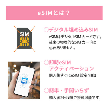 日本国内専用 データeSIM　1GB／3日間
