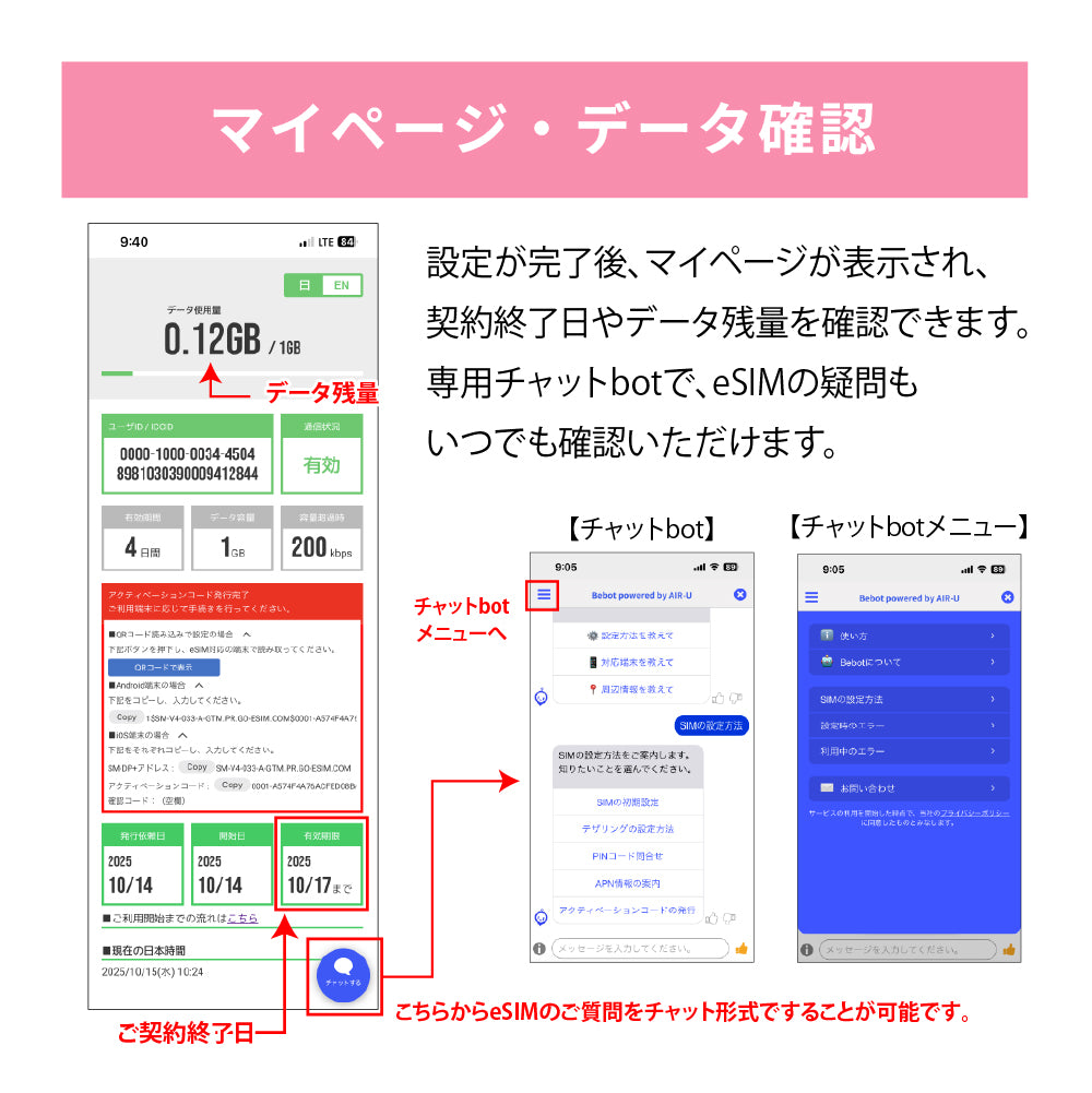 日本国内専用 データeSIM　1GB／3日間