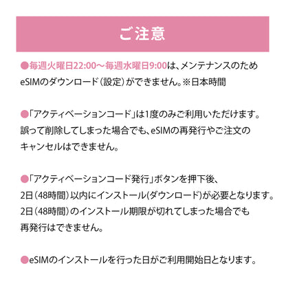 日本国内専用 データeSIM　30GB／180日間