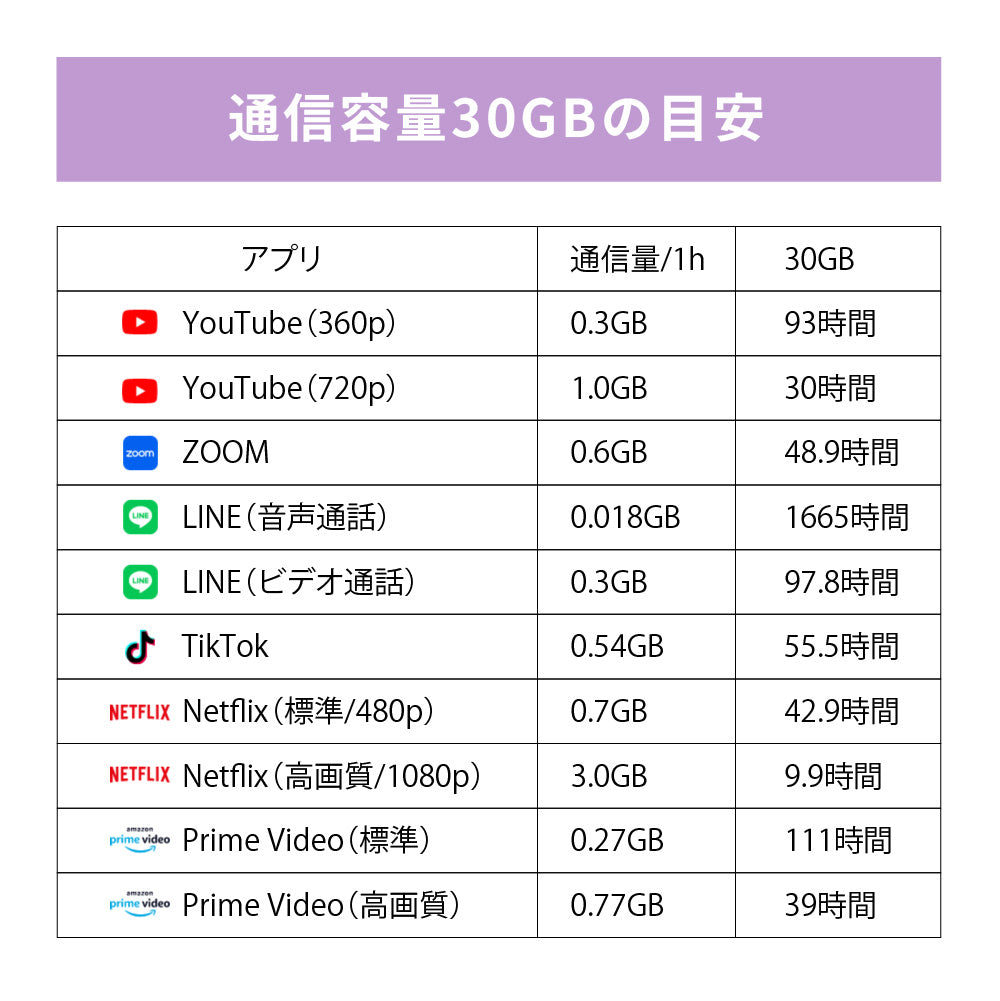 日本国内専用 データeSIM　30GB／31日間