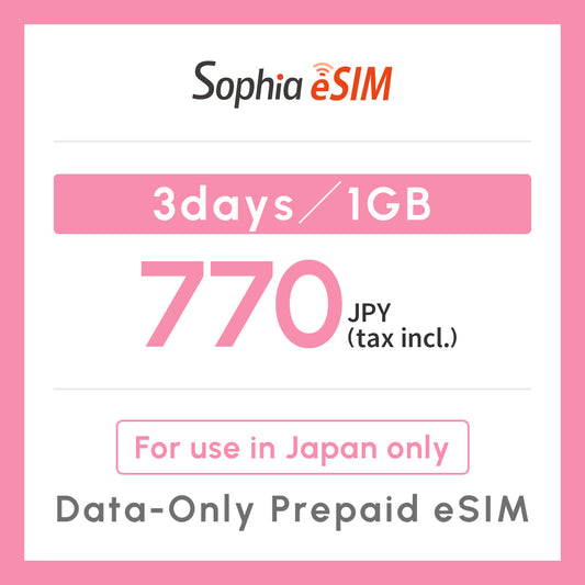 Japan Data eSIM　3days/1GB
