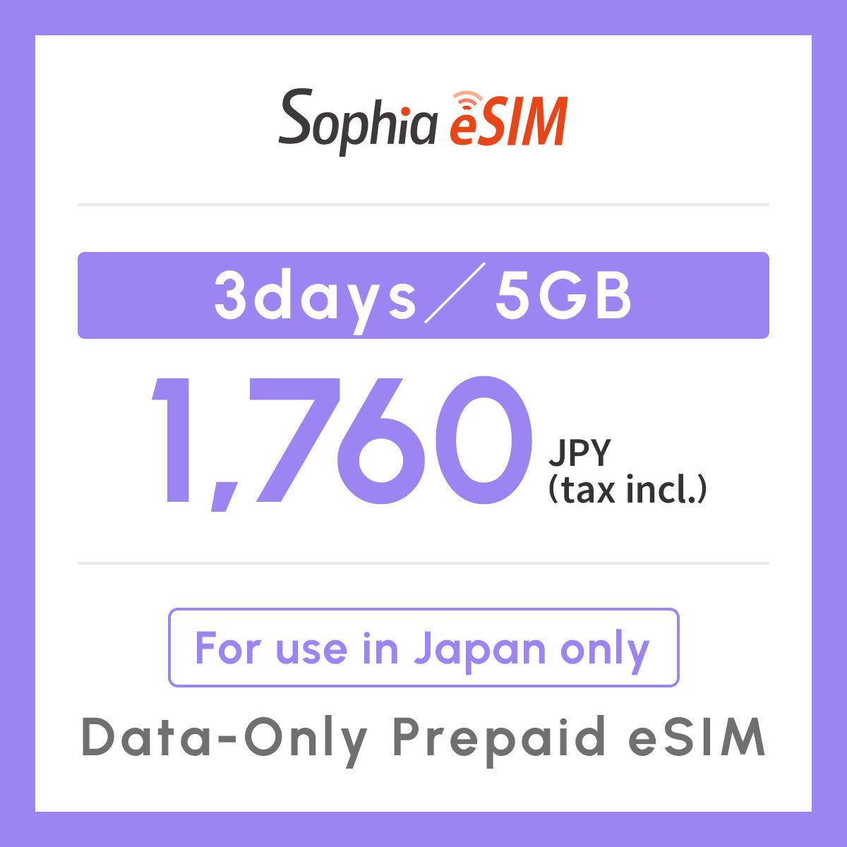 Japan Data eSIM　3days/5GB