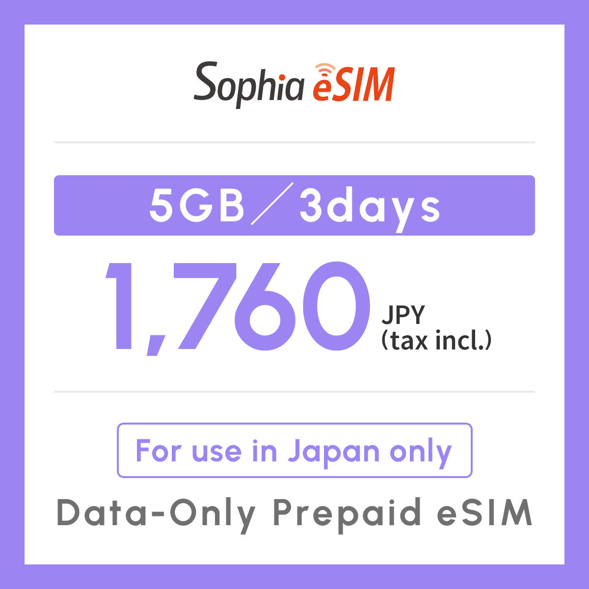 Japan Data eSIM　5GB／3days