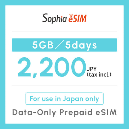 Japan Data eSIM　5GB／5days