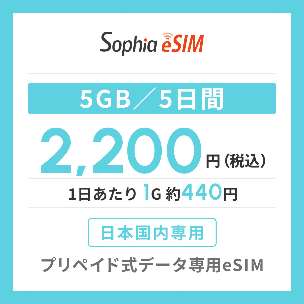 日本国内専用 データeSIM　5GB／5日間